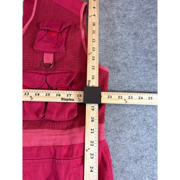 VINTAGE Bugle Boy Vest Mens Medium Red Fishing Outdoor Utility Workwear 90s - Picture 2 of 8